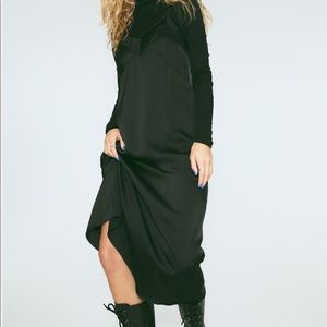 H&M Black Satin Slip Dress